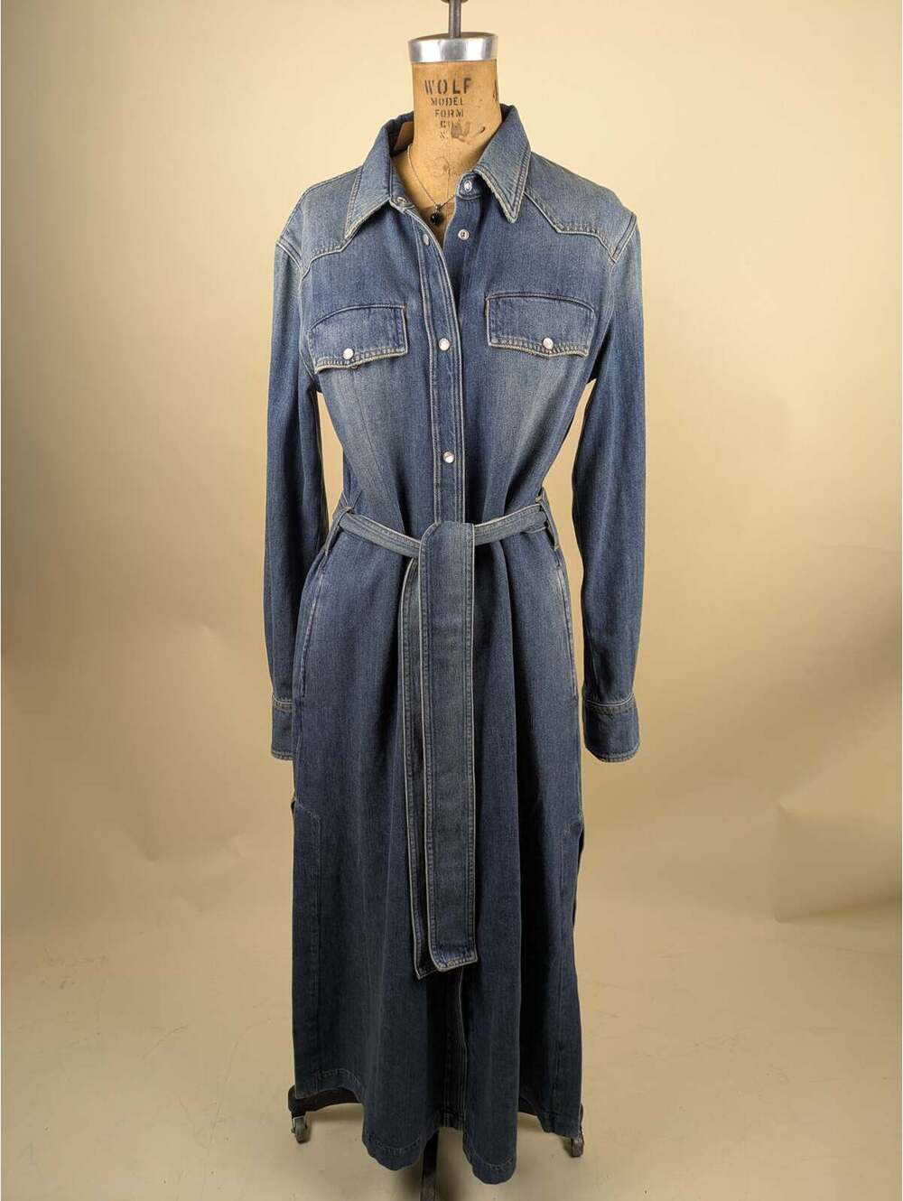 golden goose denim shirt dress with belt